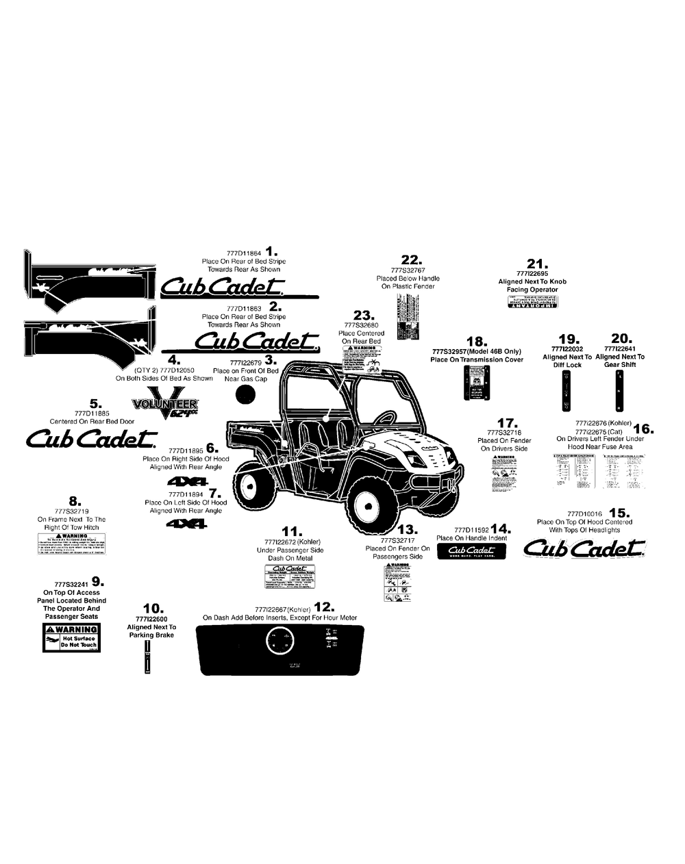 Label Map C446 And 46b Diagram and Parts List for 46B 4X4-37ACD710 Cub Cadet Lawn Tractor Accessories